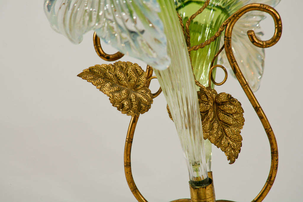 20th Century Lovely Art Nouveau Floriform Epergne with Brass Mount
