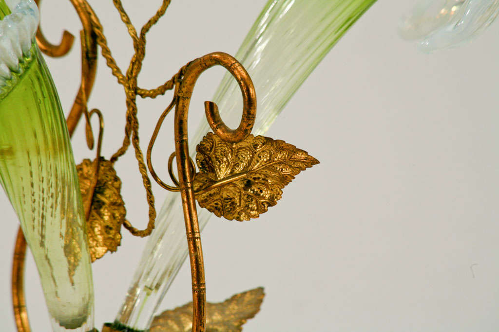 Lovely Art Nouveau Floriform Epergne with Brass Mount 3
