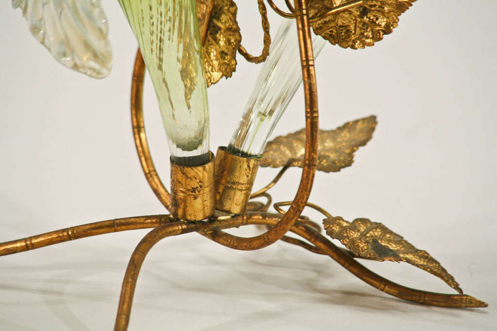 Lovely Art Nouveau Floriform Epergne with Brass Mount 4
