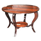 Vintage Large Round French Art Deco Exotic Macassar Ebony Coffee Table