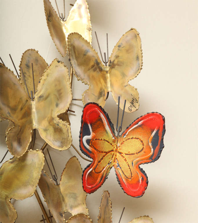 Copper Lovely Large C. Jeré Butterfly Swarm Wall Sculpture