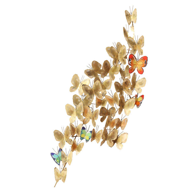 Lovely Large C. Jeré Butterfly Swarm Wall Sculpture