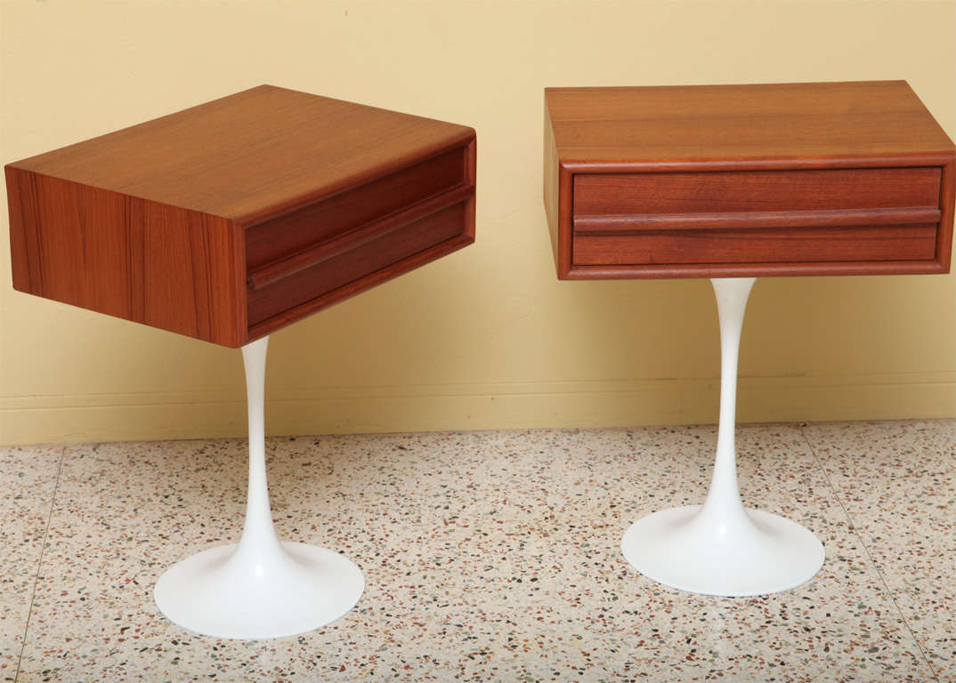 Danish Teak Nightstands with Tulip Bases at 1stDibs tulip nightstand