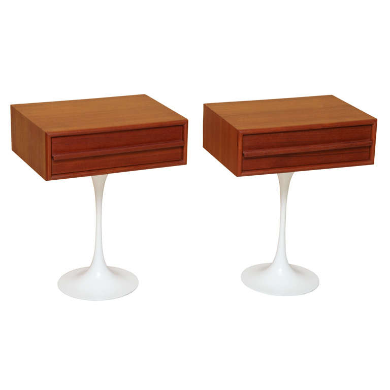 Danish Teak Nightstands with Tulip Bases at 1stDibs tulip nightstand