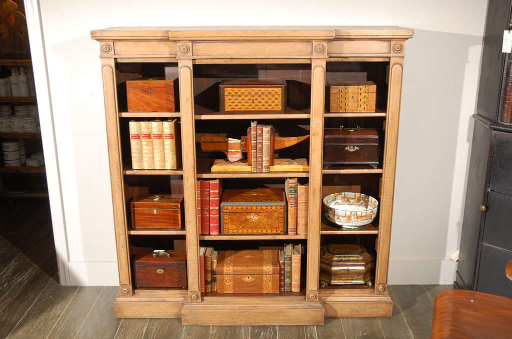 Breakfront Bookcase in Oak, Circa 1860