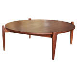 Round Mid Century Teak Coffee Table