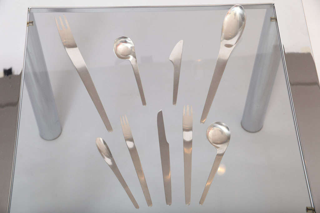 Arne Jacobsen Design Futuristic "AJ" Flatware Service for 8