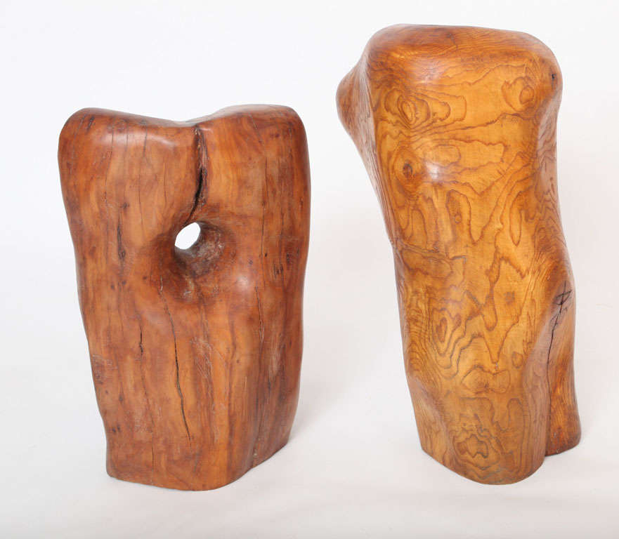 Organic Modern Pair of Modern Organic Abstract Feminine Form Wood Floor Sculptures