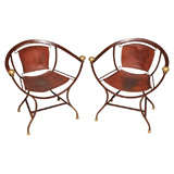 Retro Pair of Italian Leather Chairs