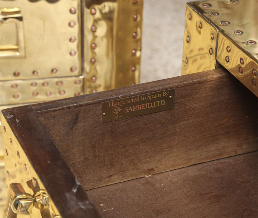 Spanish Pair of Sarreid Brass Chests