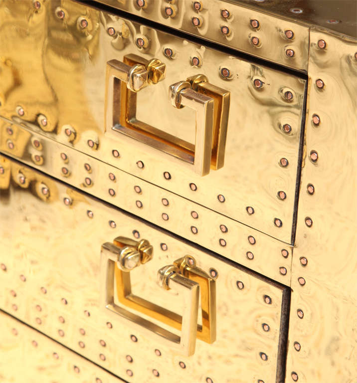 Late 20th Century Pair of Sarreid Brass Chests