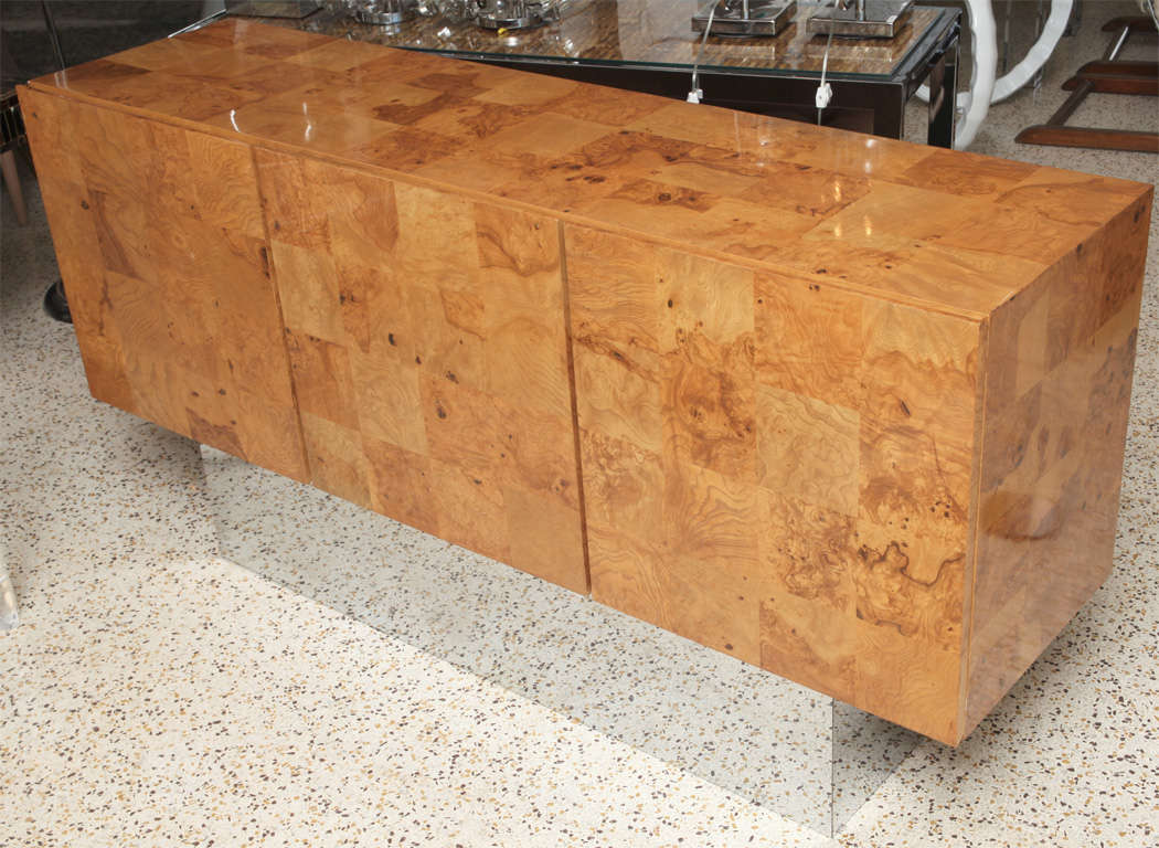Patchwork Burlwood Credenza by Milo Baughman for Thayer Coggin