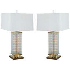 Pair of Shimmering Glass Rod Lamps