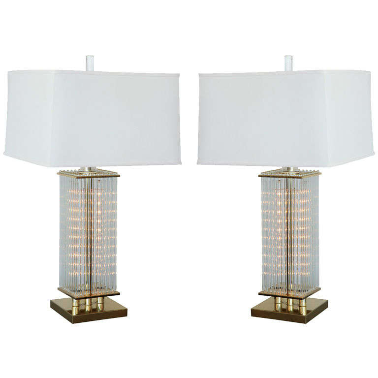Pair of Shimmering Glass Rod Lamps