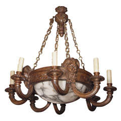 Antique Empire Style Chandelier with alabaster bowl