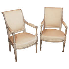 Pair Painted Directoire Style Fauteuils