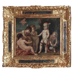 18th C Painting in a 19th C gilt frame