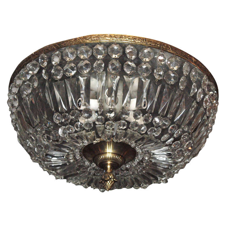 French Ceiling mount crystal chandelier