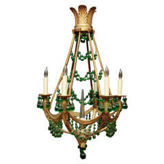 A French Empire style Bronze with Green Crystals Chandelier