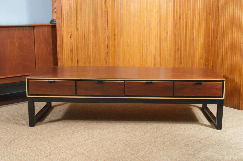 1960's Walnut Coffee Table. Two wide extension drawers for storage. 

**Please contact us directly if you are interested in pricing / shipping information**