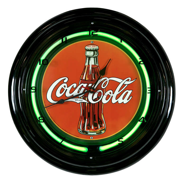 Lighted " Coca. Cola". Advertising. Clock