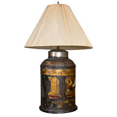 Vintage 19th Century English Tea Canister as a Lamp