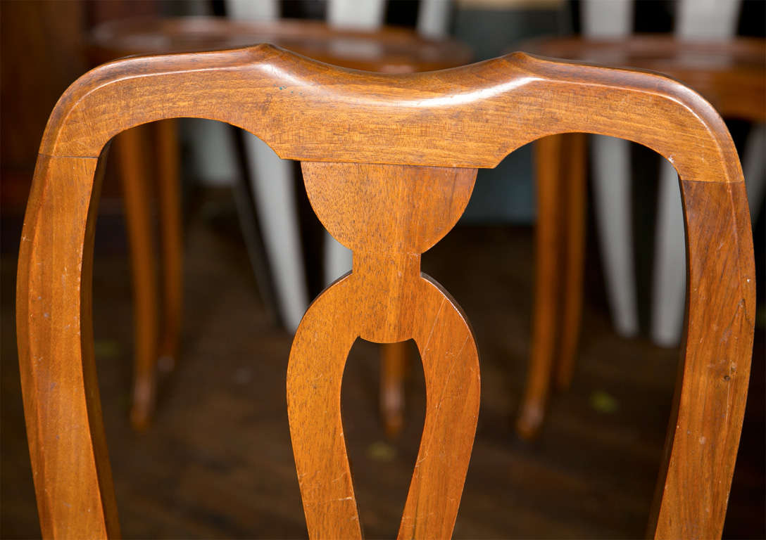 Set of 8 Rush Seat Walnut Side Chairs at 1stDibs