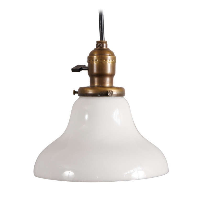 Milk Glass Bell Pendant Lamp For Sale