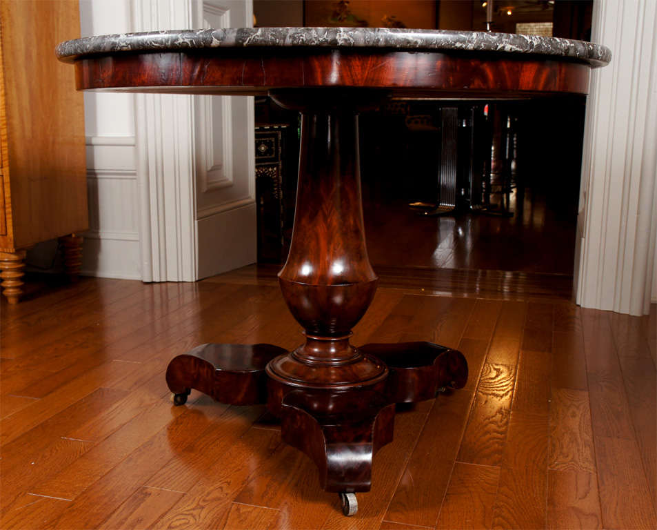 Center Table with Mahogany Base and a Queen Anne Marble Top