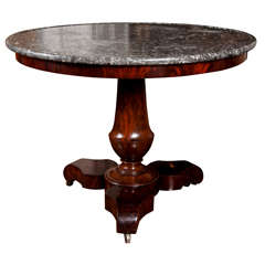 Center Table with Mahogany Base and a Queen Anne Marble Top 