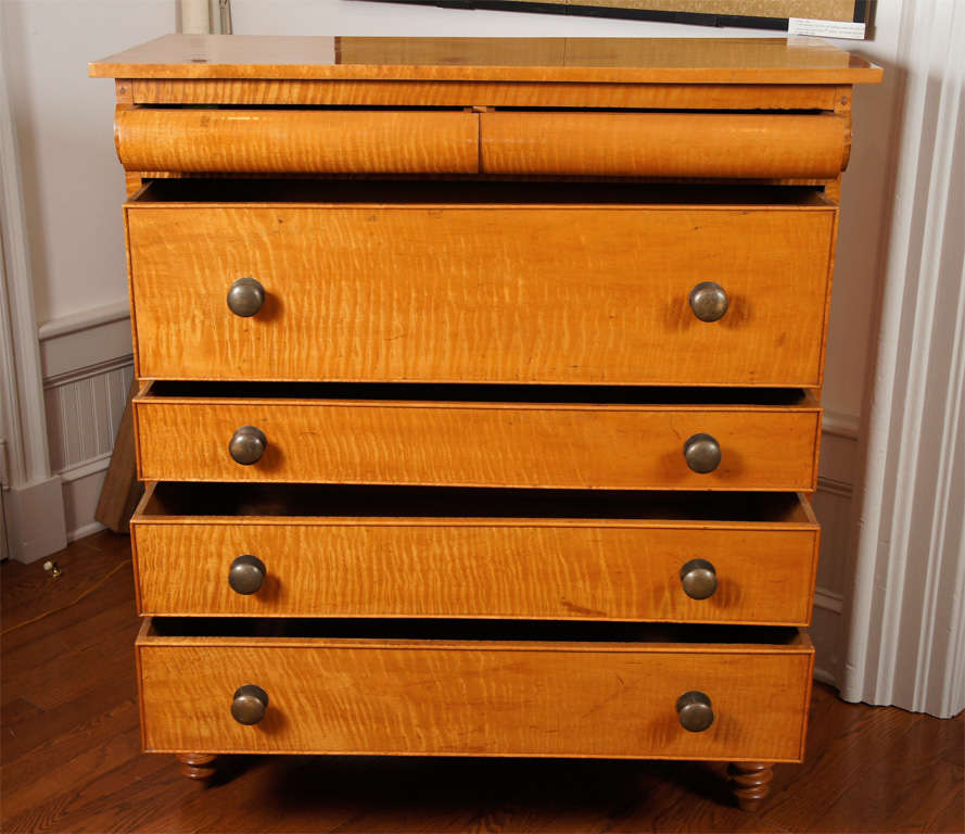 American Classical Maple Tall Chest of Drawers For Sale at 1stDibs