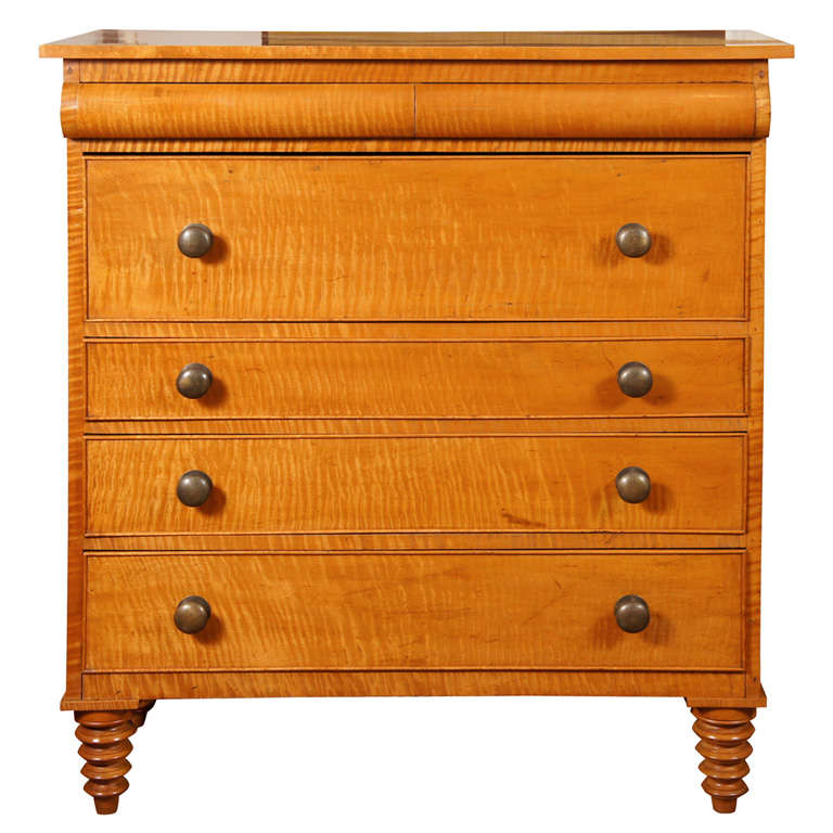 American Classical Maple Tall Chest of Drawers For Sale at 1stDibs