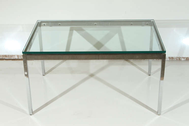 Gerald McCabe for Eon Furniture Series L Lamp Table with chrome plated steel base and half inch glass top