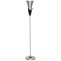 Russel Wright Spun Aluminum and Black Lacquer Torchiere Floor Lamp, 1940s