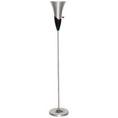 early 1940's Russel Wright Spun Aluminum and Black Lacquer Torchiere Floor Lamps 11