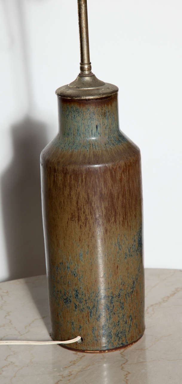 Mid-20th Century Carl-Harry Stalhane for Rörstrand Earthen Ceramic Blue Table Lamp, Early 1950s