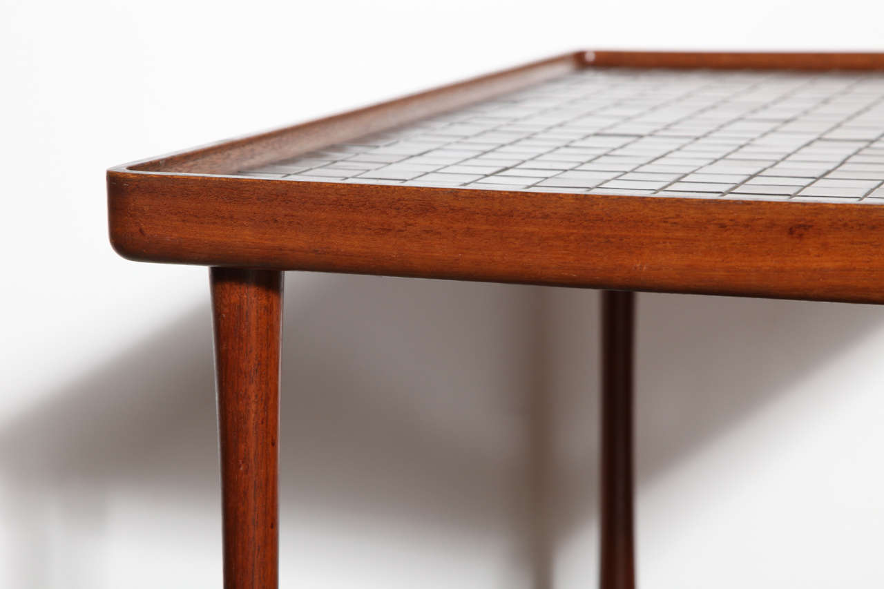20th Century Gordon and Jane Martz Dark Teak and Lava Tile Two Tier Rolling Cart, 1950s