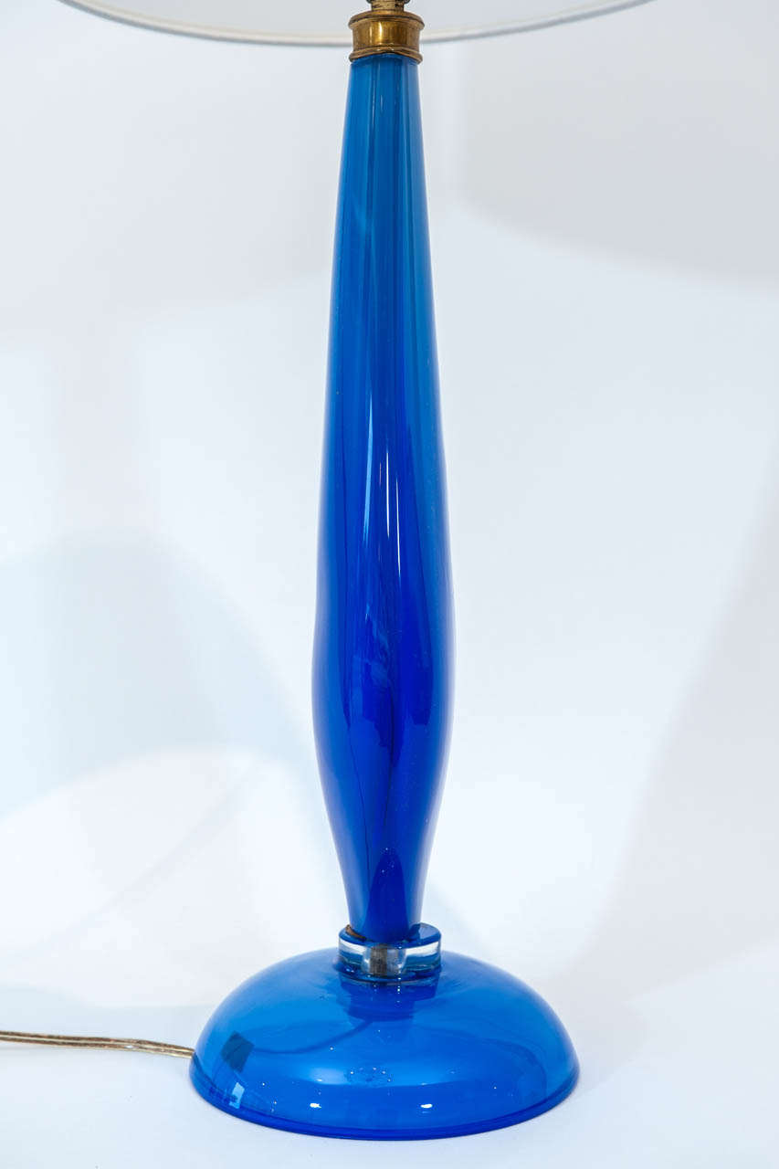 Late 20th Century Blue Sommerso Murano Glass Lamp Attributed to Salviati