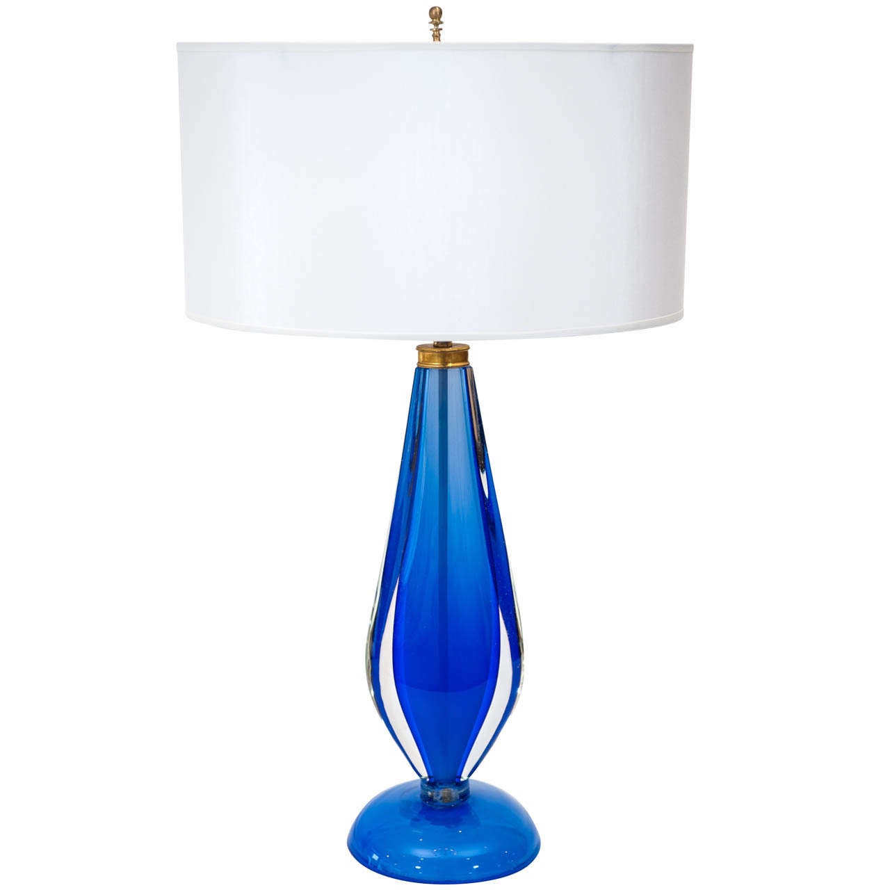 Blue Sommerso Murano Glass Lamp Attributed to Salviati