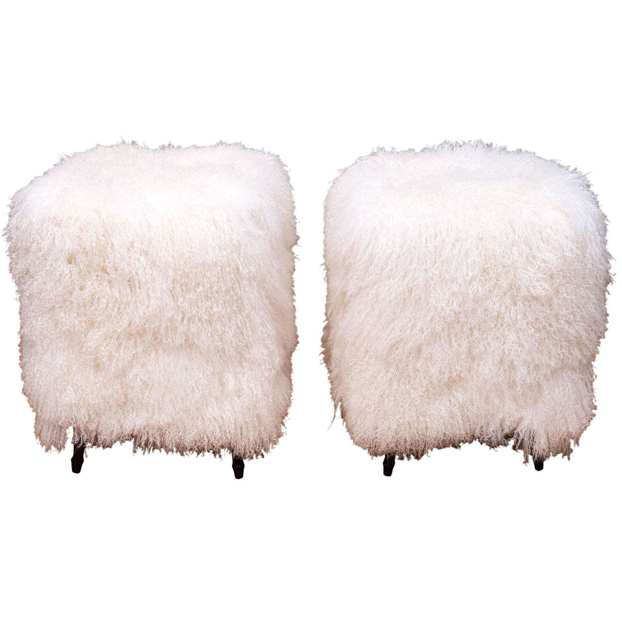 Pair of Lambs Wool Stools Inspired By Lalanne