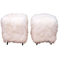 Pair of Lambs Wool Stools Inspired By Lalanne