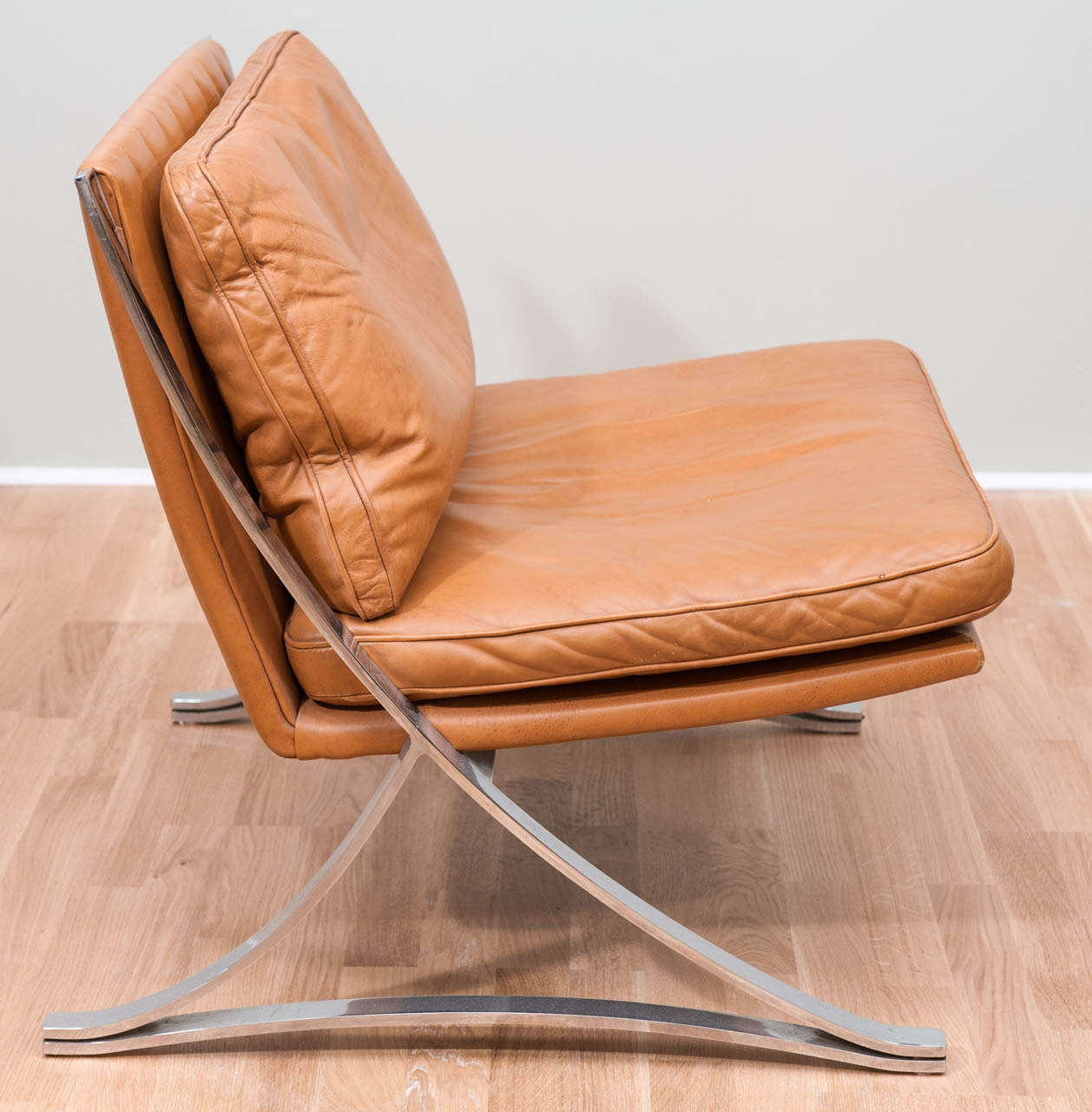 Canadian Pair of Vintage Leather Chairs In the Style of Mies van der Rohe