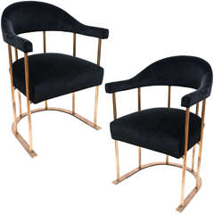 Pair of Brass Chairs After Josef Hoffmann
