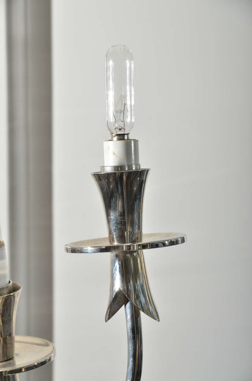1960's Mid Century Italian Stilnovo Floor Lamp In Silver With Marble Base 1