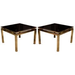 Pair of Mid Century French Brass Side Tables by Guy Lefevre