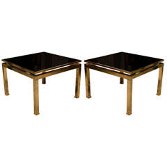 Pair of Brass Mid-Century French Occasional Tables by Guy Lefevre for Maison Jansen 9