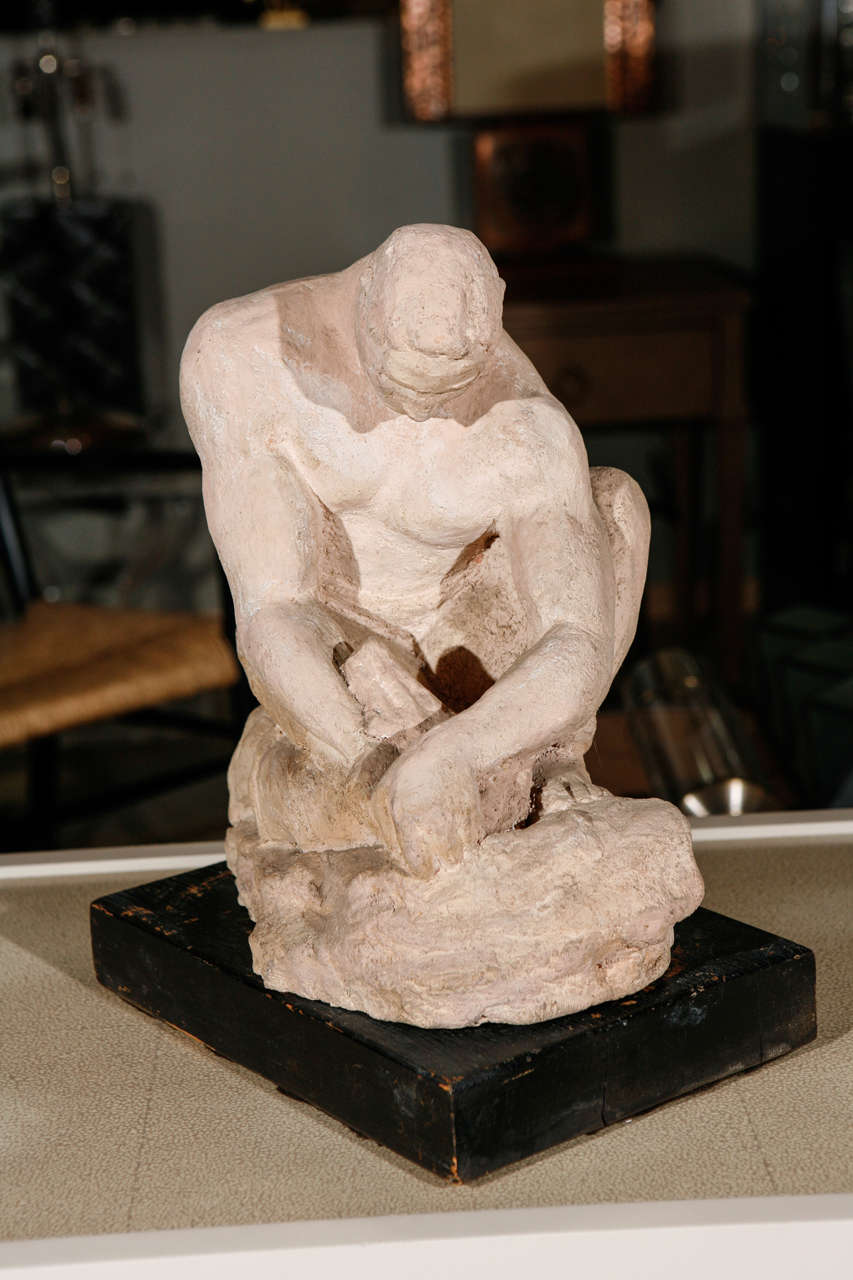 American WPA Sculpture of Man in Thought