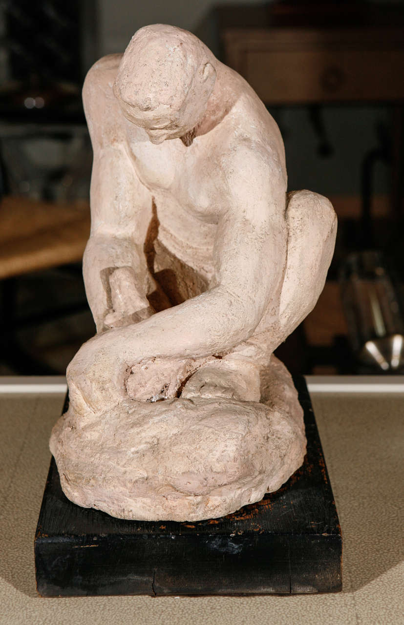 WPA Sculpture of Man in Thought In Good Condition In Los Angeles, CA