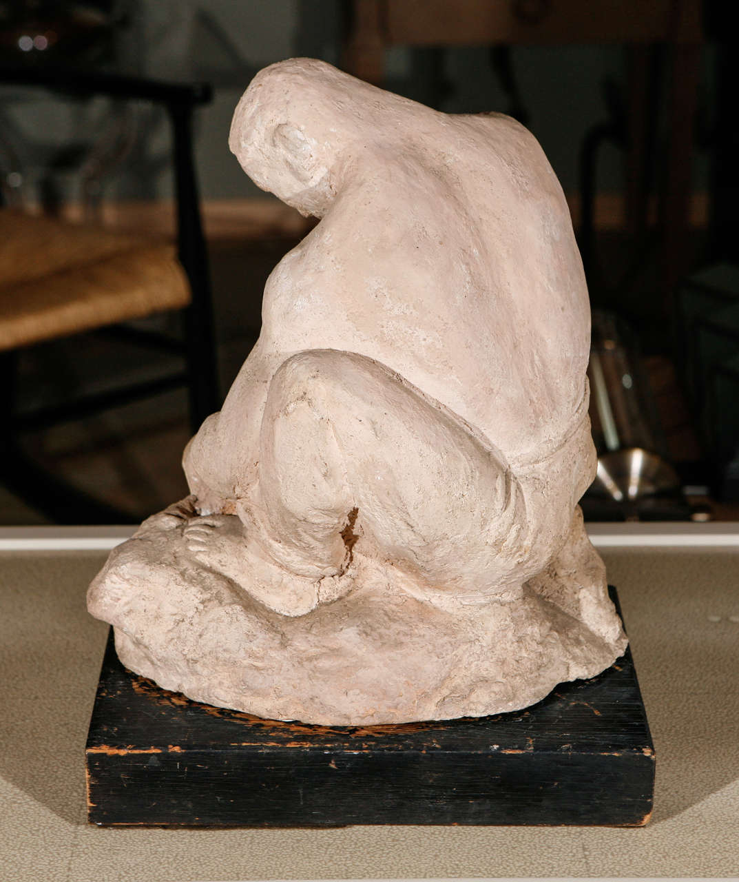 Mid-20th Century WPA Sculpture of Man in Thought