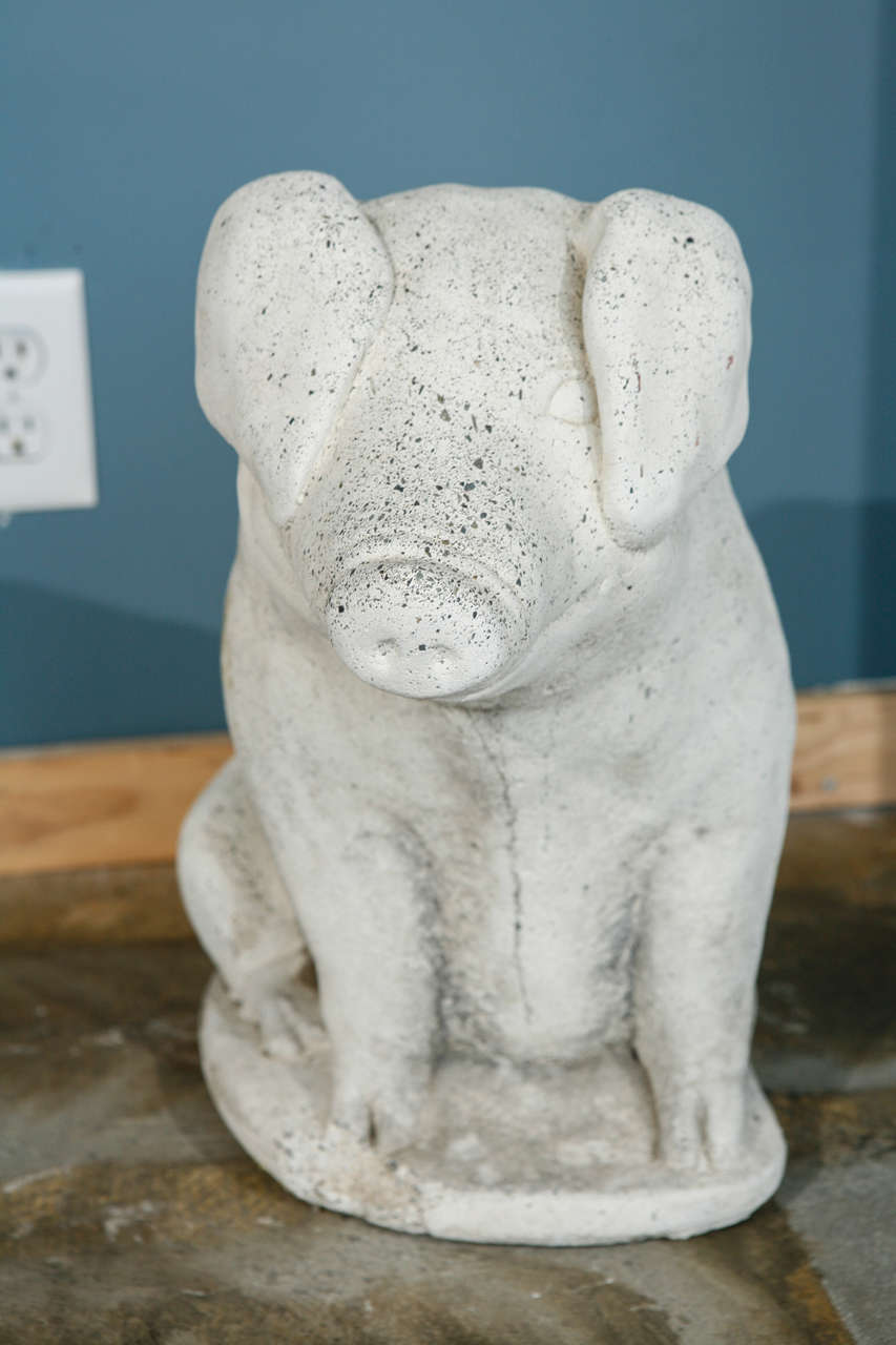 Cast Stone Pig Garden Ornament For Sale at 1stdibs